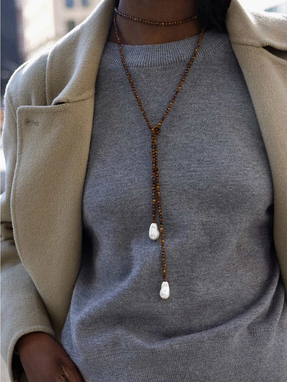NWOT BaubleBar wrap necklace with faux pearls